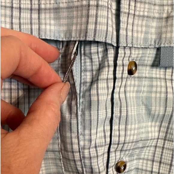 LL Bean Men’s Fishing Button Down Short Sleeve Shirt Vented Nylon Pockets Large - Picture 3 of 7